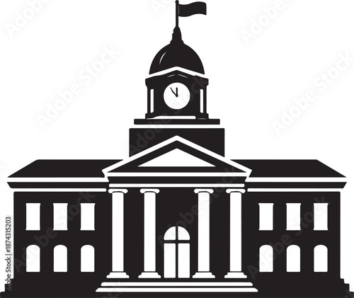 City Hall Building Silhouette Icon Vector