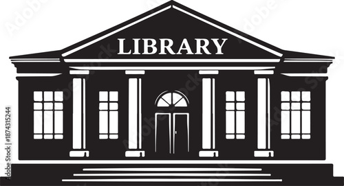 Library Building Silhouette Icon Vector