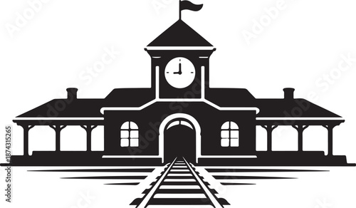 Train Station Building Silhouette Icon Vector