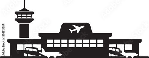 Airport Terminal Silhouette Icon Vector