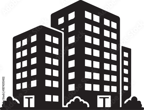 Apartment Building Silhouette Icon Vector