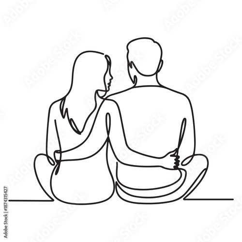 Loving couple sitting together in a romantic embrace
