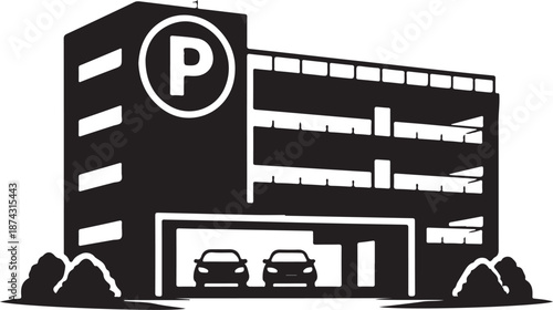 Parking Building Silhouette Icon Vector