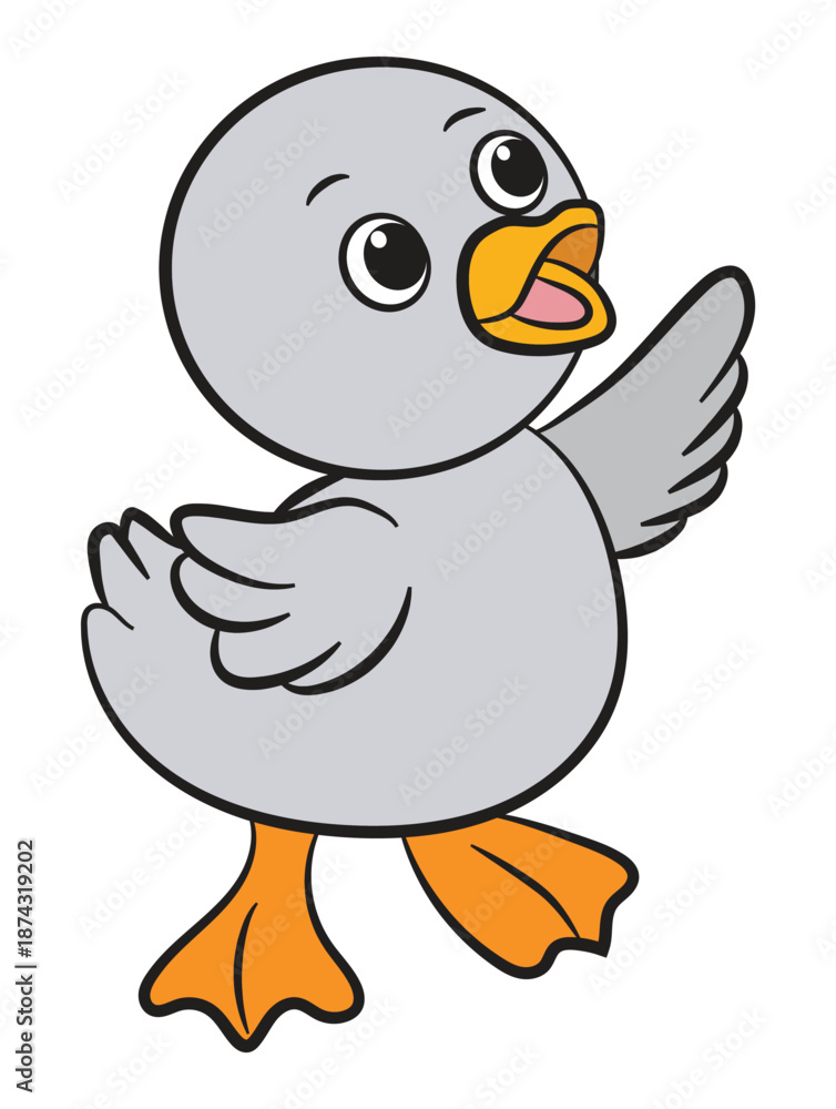 Obraz premium Funny duck chick isolated on white background