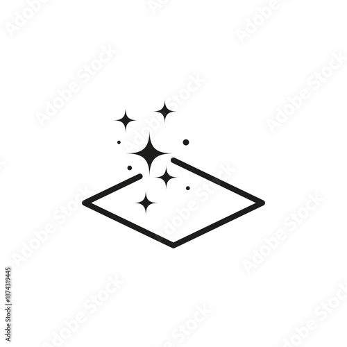 Clean surface icon. Shiny floor or tabletop linear symbol. Black sparkling plane Vector. Polished finish concept ar