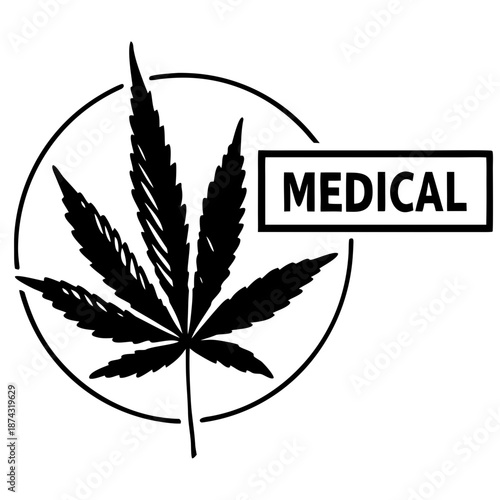 Medical cannabis leaf logo with circular design  