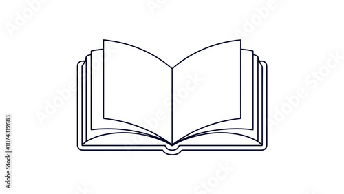 An open book with blank pages is sitting on a flat surface indoors.