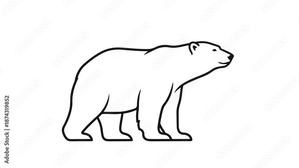 Fototapeta premium An illustration depicts a polar bear standing alone in a neutral environment.