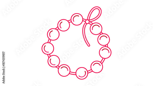 An illustration shows a red beaded bracelet tied with a bow on a white background.