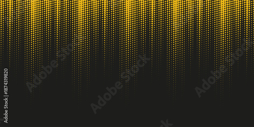 Halftone yellow dots pattern and black gradient grunge texture background. Dotted line comic sport style vector illustration