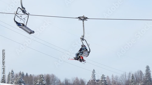 Ski lift malfunctions while carrying passengers in winter setting