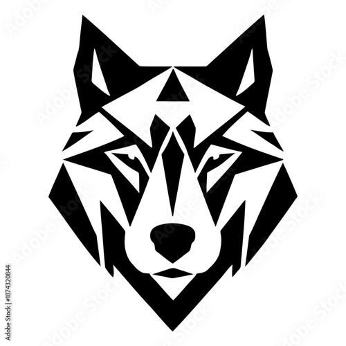 Abstract wolf face vector geometric design minimalist silhouette for modern branding contemporary logo concepts and artistic identity projects