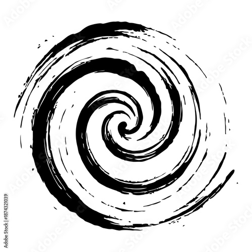 Spiral brushstroke inward flow grunge texture vector for artistic backgrounds creative packaging and expressive design elements