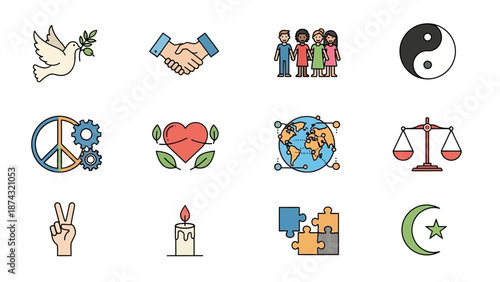 Collection of Peace and Harmony Symbols.