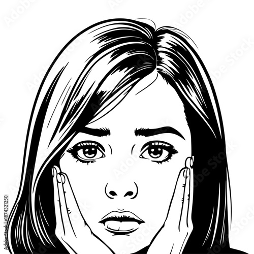 Child concerned face profile vector silhouette for parenting resources counseling services and youth support program marketing