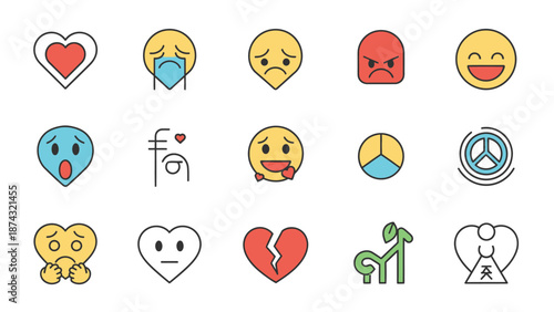 Collection of Various Emoji Heart Symbols.