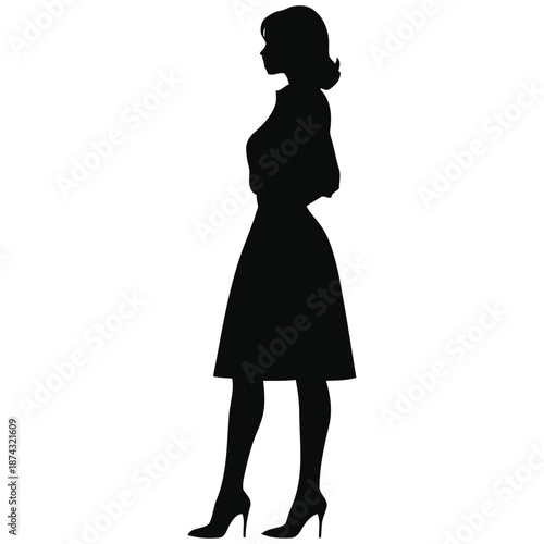 Casual skirt silhouette female side profile vector for everyday fashion branding lifestyle products and approachable marketing visuals