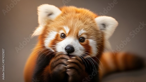 Foto de estudio de primer plano de mapache asombrado