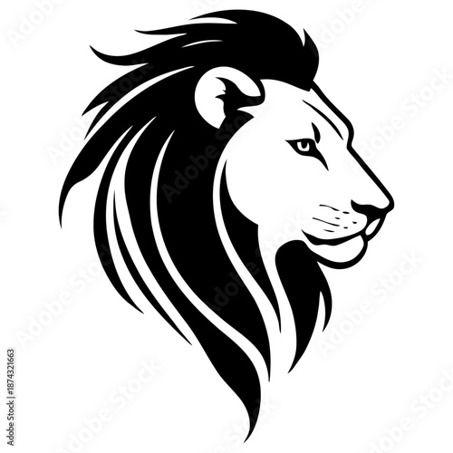 Bold lion profile vector silhouette for financial institution branding investment firms and business leadership marketing materials