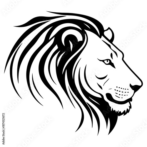 Majestic lion side face vector logo minimalist design for luxury brand identity sports team emblems and premium product packaging