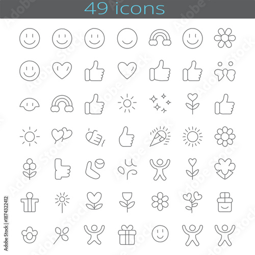 Vector set of flat business and finance icons for editable  web and mobile applications including social media and travel symbols for website design.