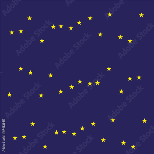 Night sky pattern. Yellow star texture. Space cosmos Vector. Blue background.