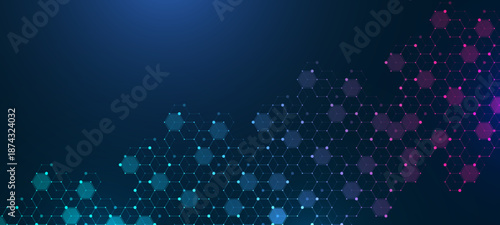 Molecular abstract structure and genetic engineering DNA. Healthcare and medicine background concept. Scientific research background. Wave flow. Innovation pattern. Vector illustration.