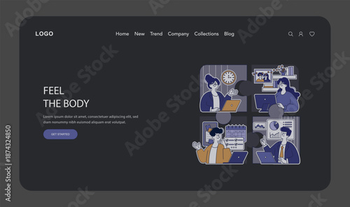 Hybrid Work. Flat Vector Illustration