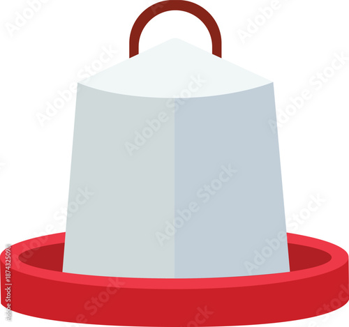 Automatic Poultry Feeder Icon Red Base Flat Design Isolated Farm Equipment Livestock Supply Coop