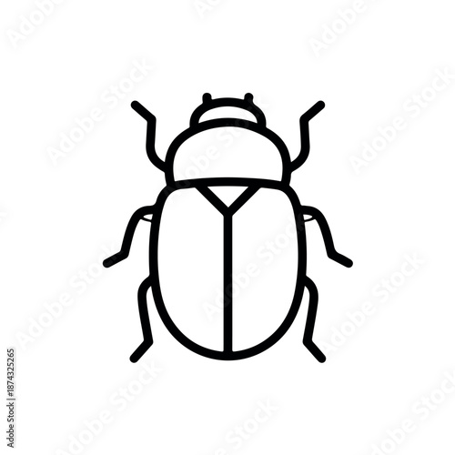 Simple black beetle icon with six legs and antennae visible.