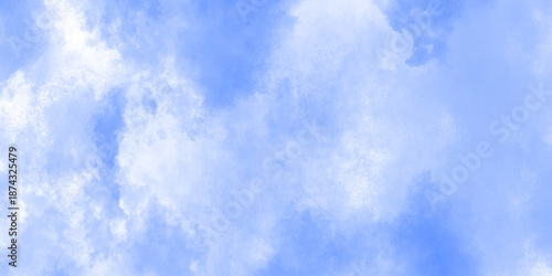 blue watercolor sky with clouds. brush strokes on white paper background. watercolor splash template. sky nature landscape background. blue watercolor splash stroke of cloudy sky.