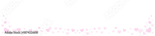 Love valentine background with pink petals of hearts on transparent background. Vector banner, postcard, background.The 14th of February. 