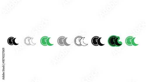 Night mode icon bundle for dark theme time management and sleep schedule concept