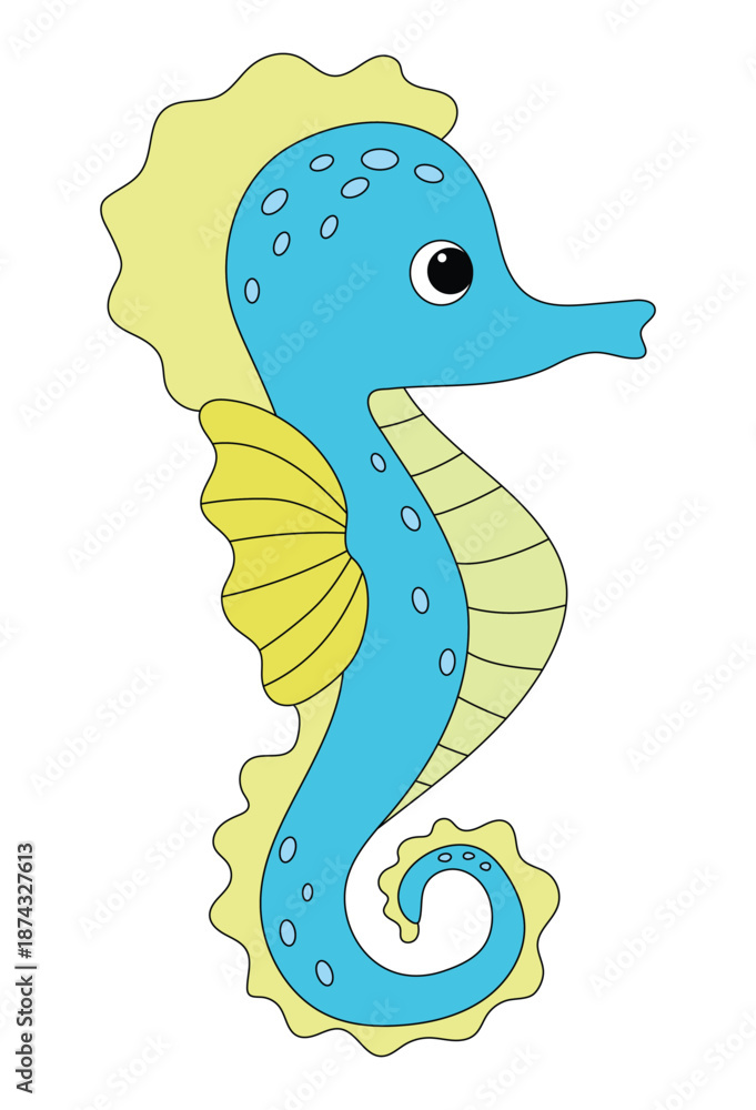 Fototapeta premium Simple seahorse isolated on white background