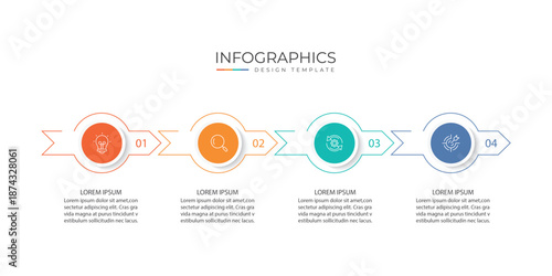 Business Infographic with 4 Steps and Arrow Timeline for presentation