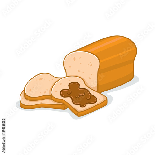 Loaf of Bread with Slices and Chocolate Spread