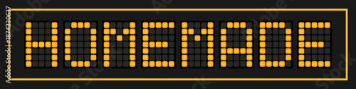 Konstfotografi Orange color led banner in word homemade on black background