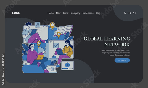 Digital Collaboration on Global Learning Network Vector