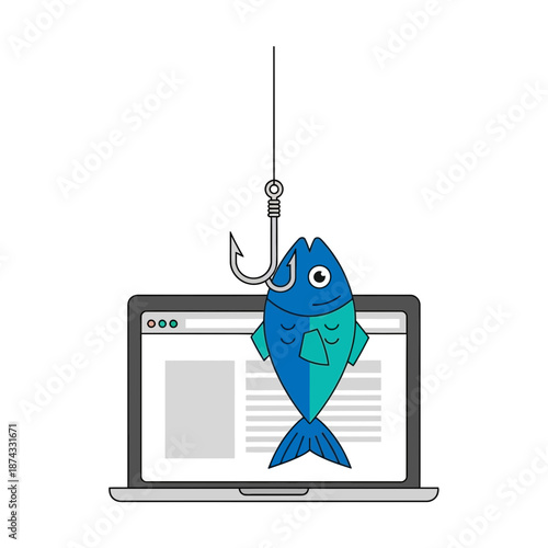 Phishing Scam Concept With Fish Caught on Hook Above Laptop Screen.png
