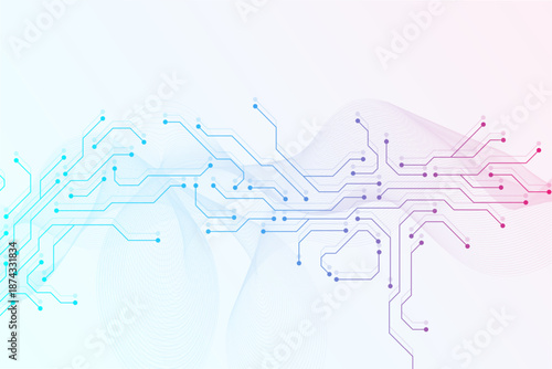 Circuit board digital abstract background. Motherboard technology texture design. AI semiconductor and computer processor on tech bg. Vector illustration