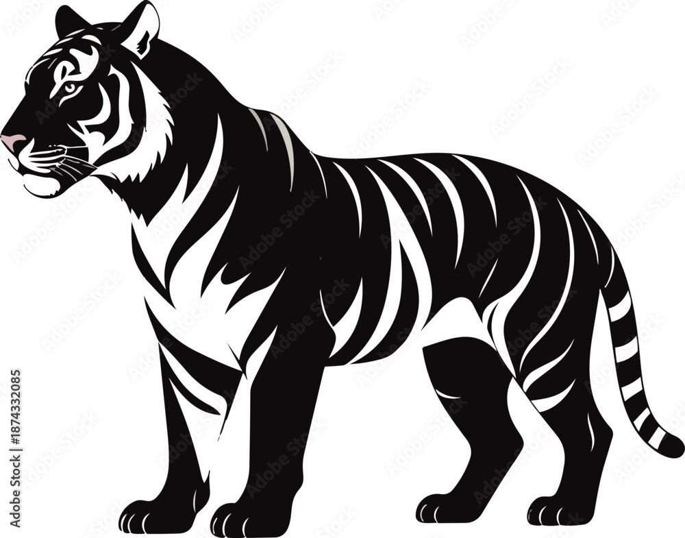 Fototapeta premium Tiger Silhouette Vector Illustration