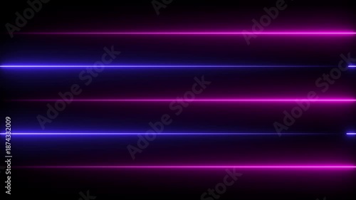 colorful glowing  neon line moving on background. Seamless loop animation of glowing neon lines streaming across on black background
