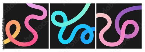 Abstract colorful wavy shapes, fluid wavy lines for a dynamic, swirls and curves set with smooth gradients, perfect for modern backgrounds, branding, posters and creative designs.