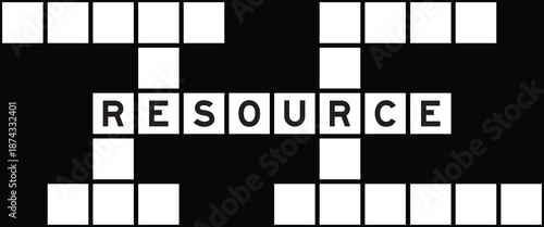 Alphabet letter in word resource on crossword puzzle background