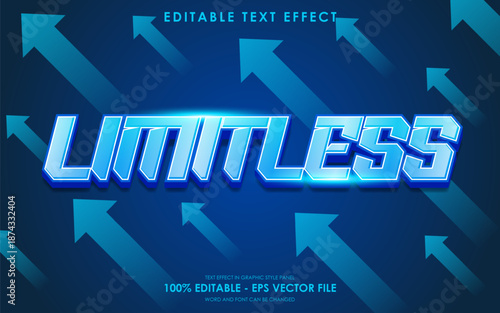 Limitless editable text effect with a background decorated with an upward arrow