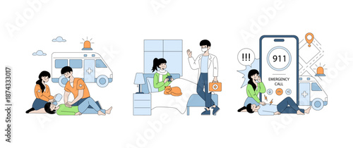 Emergency Response Vector Illustration with CPR Action