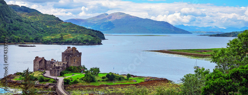 Eilean Donan Castle is a famous medieval fortress located on a small island where three sea lochs meet in the Scottish Highlands. Originally built in the 13th century.