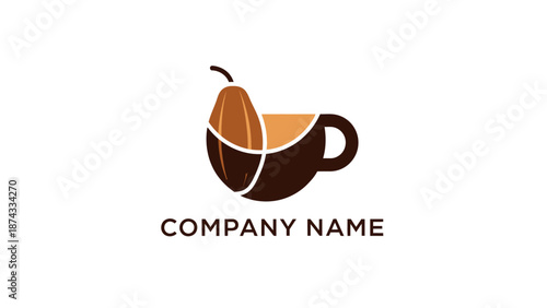 Coffee Cup Logo Design with Coffee Bean.