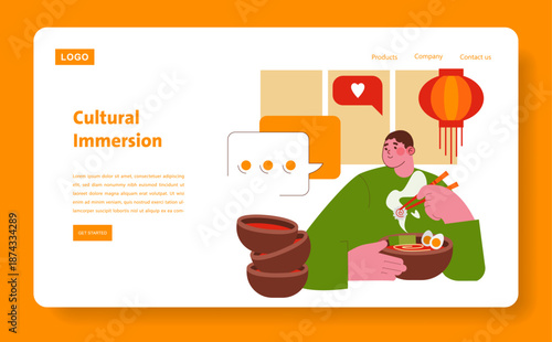 Cultural Immersion with Ramen Noodles Vector Illustration