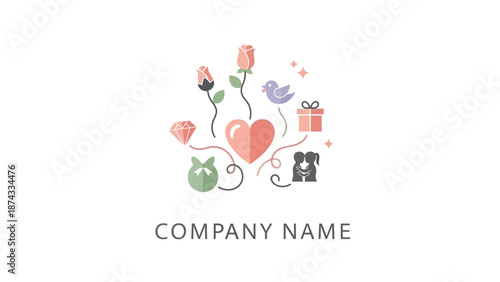 Colorful Logo Design Elements Heart Gift.